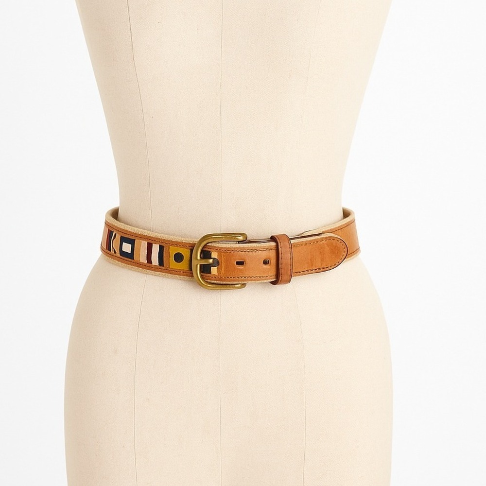 Zep-Pro Nautical Flag Belt – Size 34 – Leather & Canvas – Made in USA‎